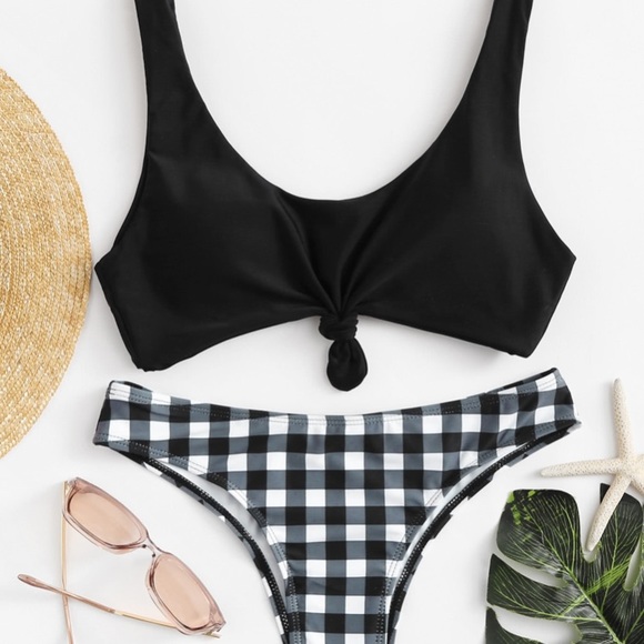 checkered bathing suit